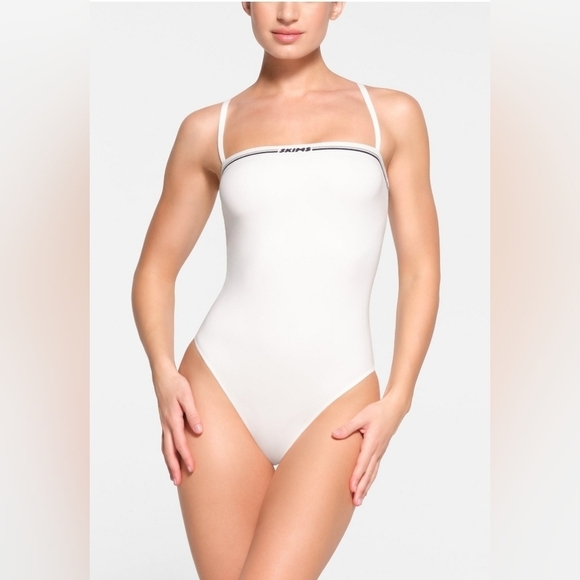 SKIMS FITS EVERYBODY LOGO Brief Bodysuit Marble White Xlarge NWT - Picture 1 of 6